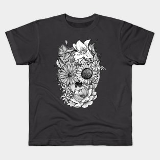 Flower skull illustration Kids T-Shirt